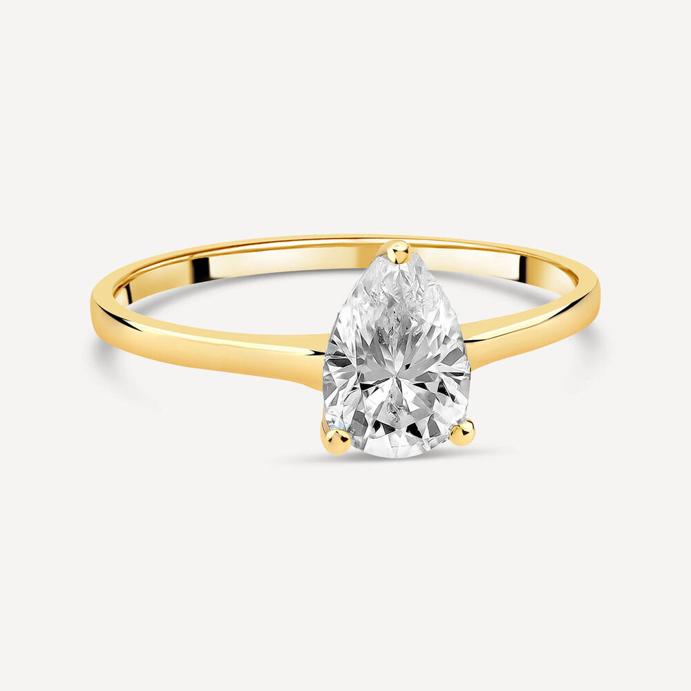 9ct Yellow Gold Pear Cubic Zirconia Promise Ring image number 2