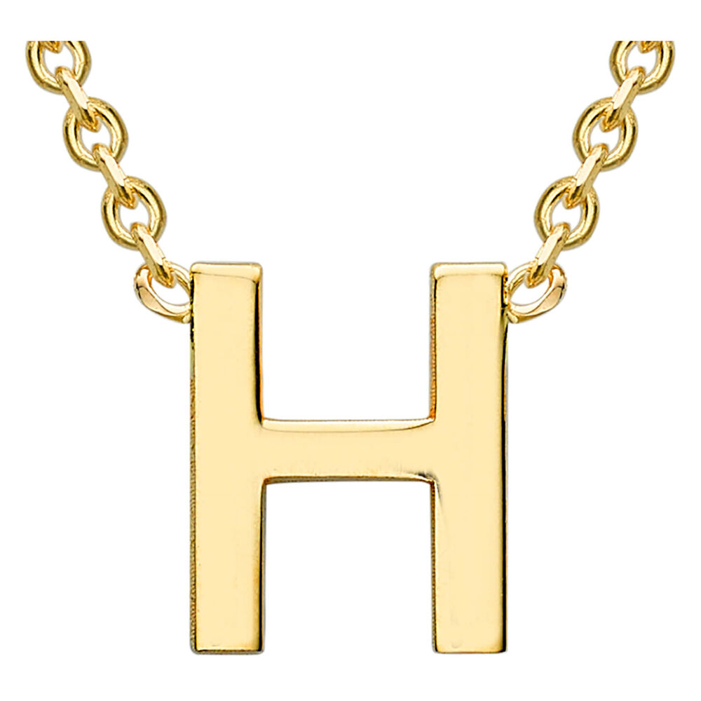 9 Carat Yellow Gold Petite Initial H Necklet (Special Order) (Chain Included)