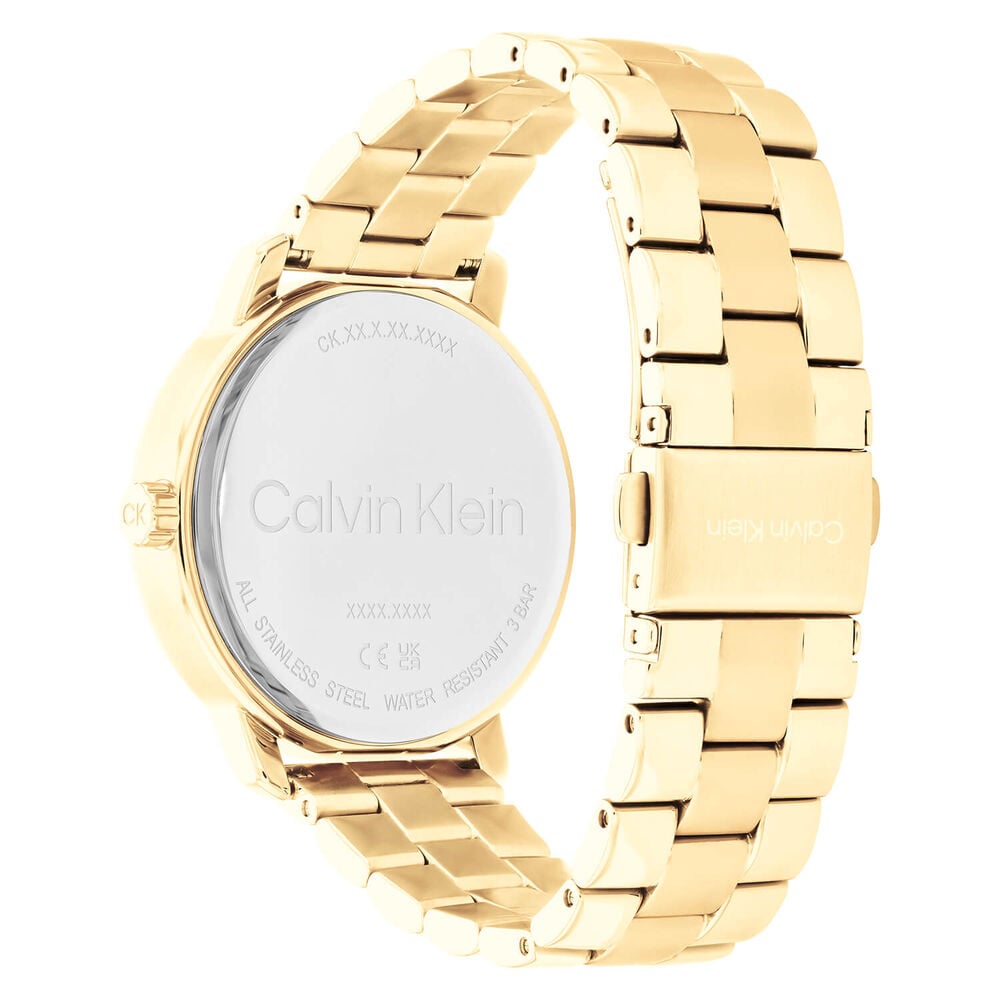 Calvin Klein Timeless Shimmer 38mm Black Dial Yellow Gold IP Bracelet Watch
