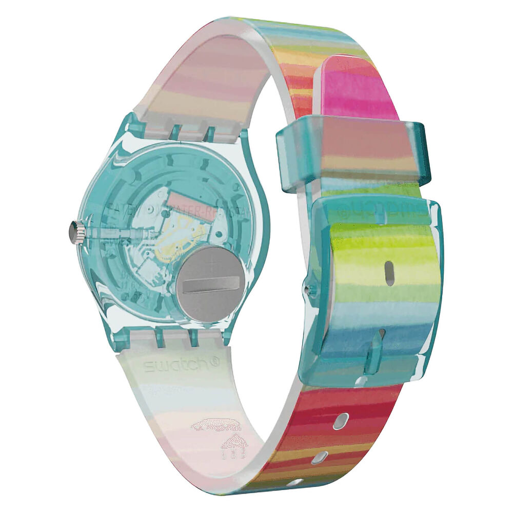 Swatch Colour the Sky 34mm Multi Colour Dial Rubber Strap Watch image number 2