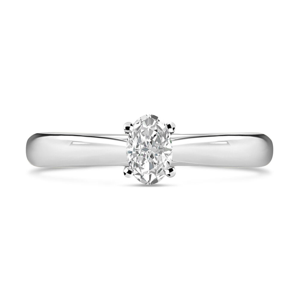 18ct White Gold 0.40ct Oval Diamond Orchid Setting Ring image number 1