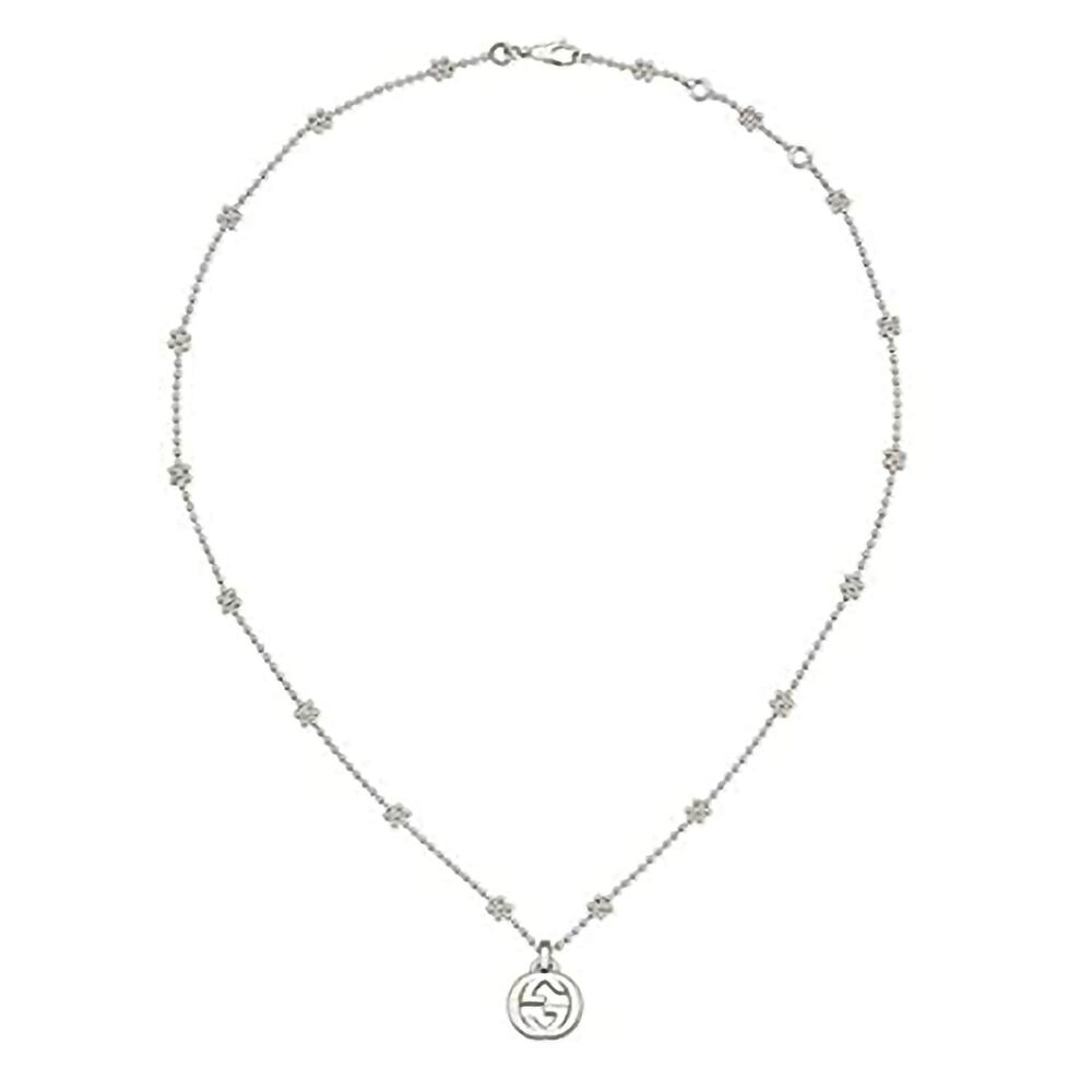 Gucci Interlocking G Sterling Silver Flower Necklace