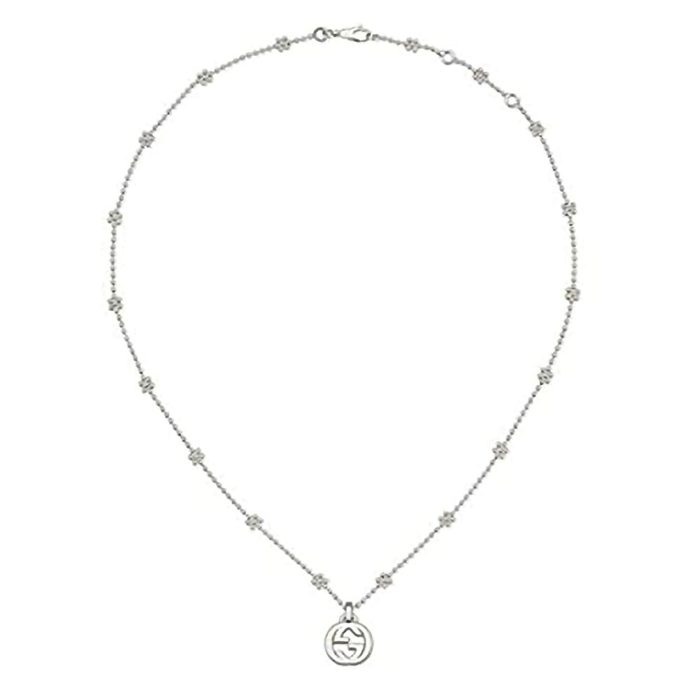 Gucci Interlocking G Sterling Silver Flower Necklace image number 0