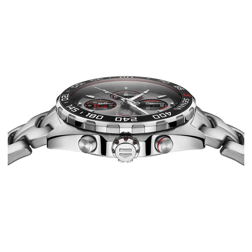 TAG Heuer Formula 1 Chronograph x Senna 44mm Black Dial Stainless Steel Bracelet Watch image number 3