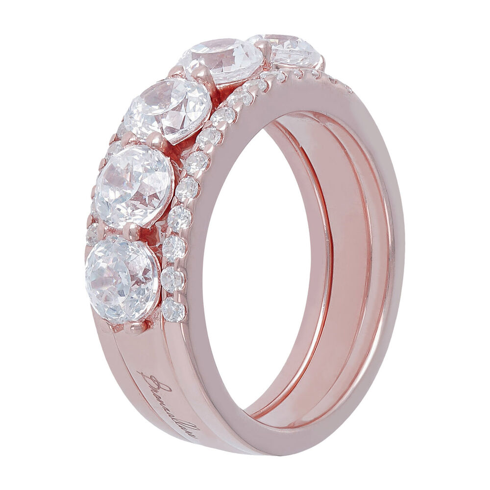 Bronzallure Altissima 18ct Rose Gold-plated Cubic Zirconia Set of 3 Stacking Rings