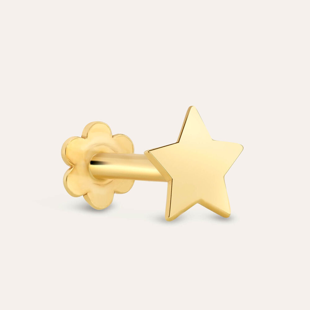 9ct Yellow Gold Plain Star Single Stud Earring
