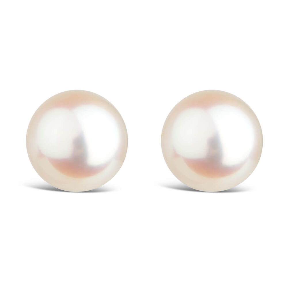 18ct gold 7.5-8mm Akoya cultured pearl stud earrings image number 0