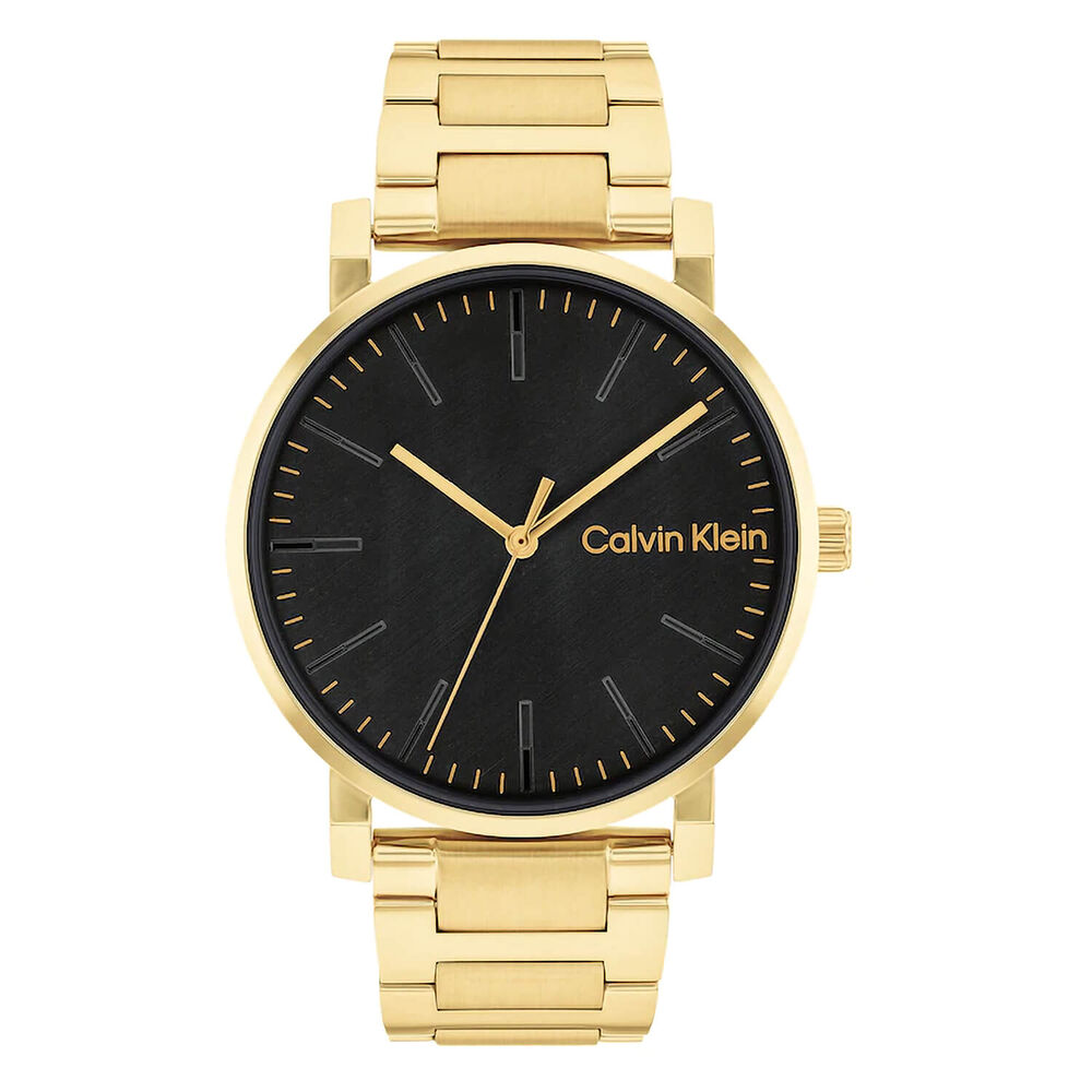 Calvin Klein Slate 43mm Black Dial Yellow Gold IP Case Bracelet Watch