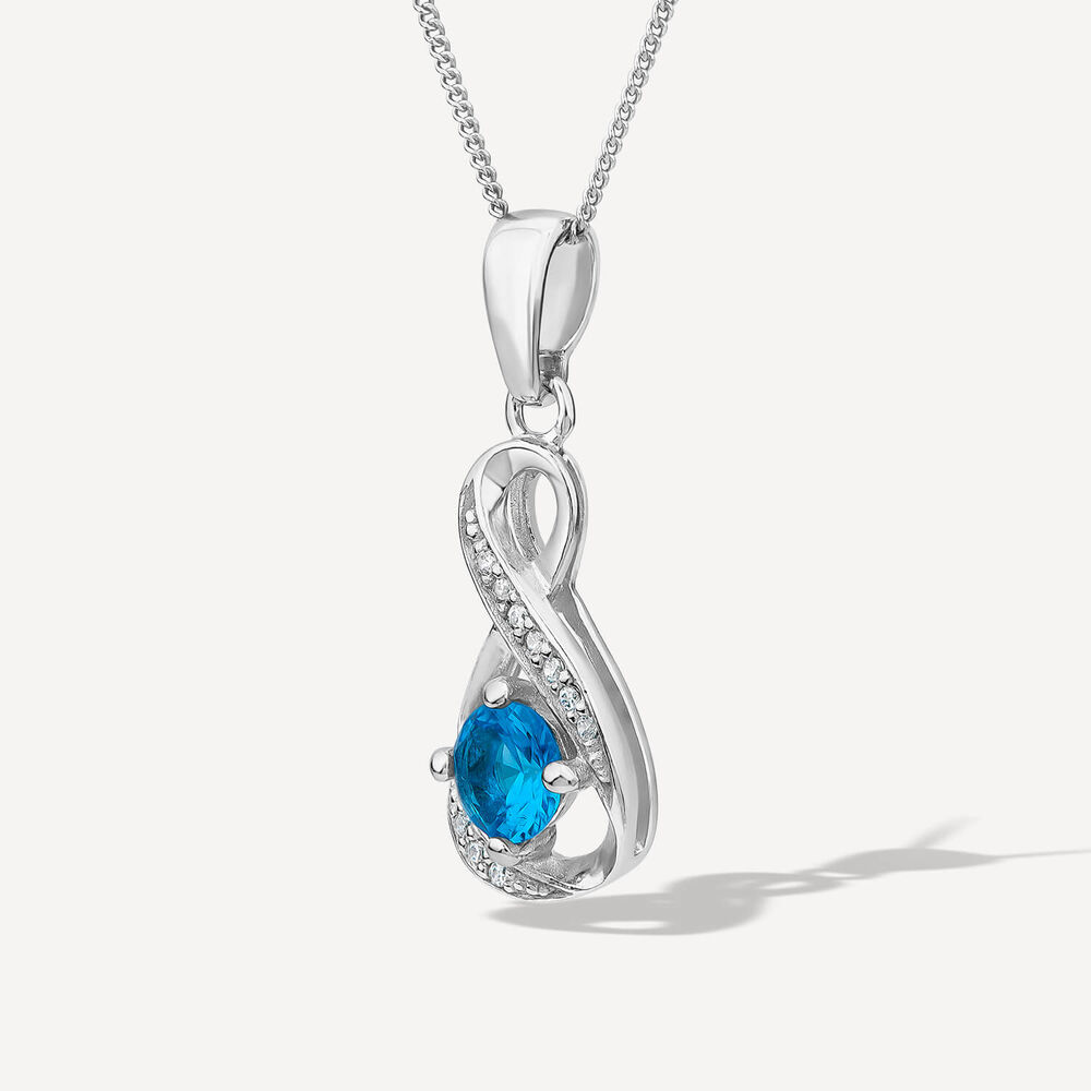 Sterling Silver and Cubic Zirconia December Birthstone Pendant (Chain Included) image number 1