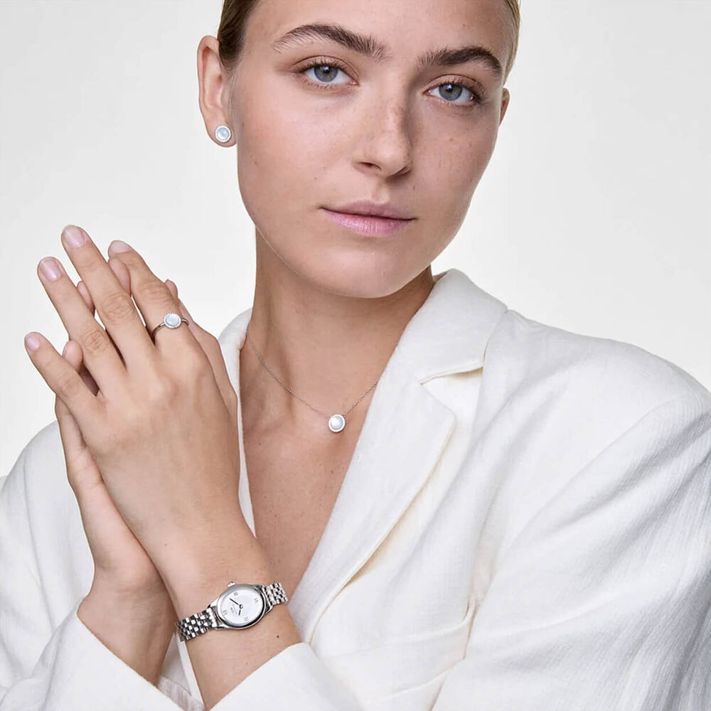 Daniel Wellington Ophelia Mini Silver 22x25.5mm White Dial Steel Bracelet Watch image number 4