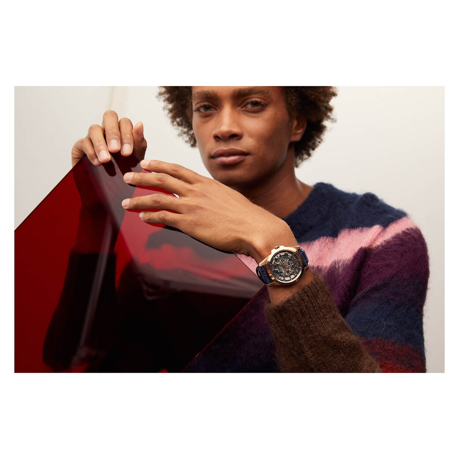 Bulova rose gold deals skeleton watch
