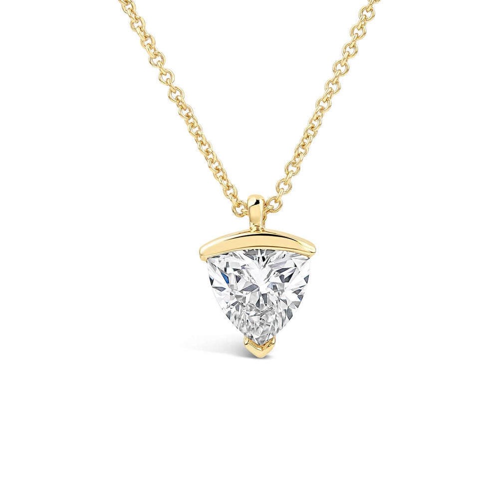 Born 1ct Classic 9ct Yellow Gold Lab Grown 1.00ct Trillion Cut Diamond Pendant