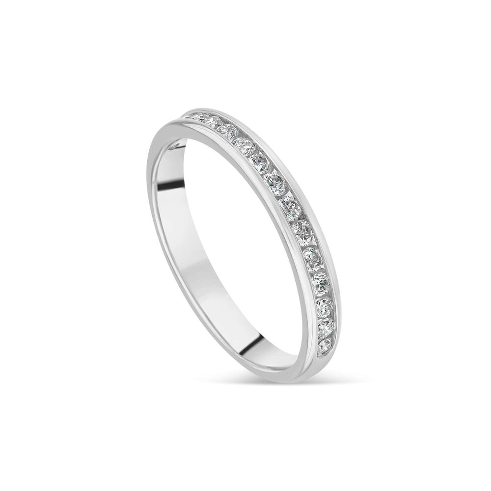 9ct White Gold 3mm Channel Set 0.35 Diamond Wedding Ring image number 0