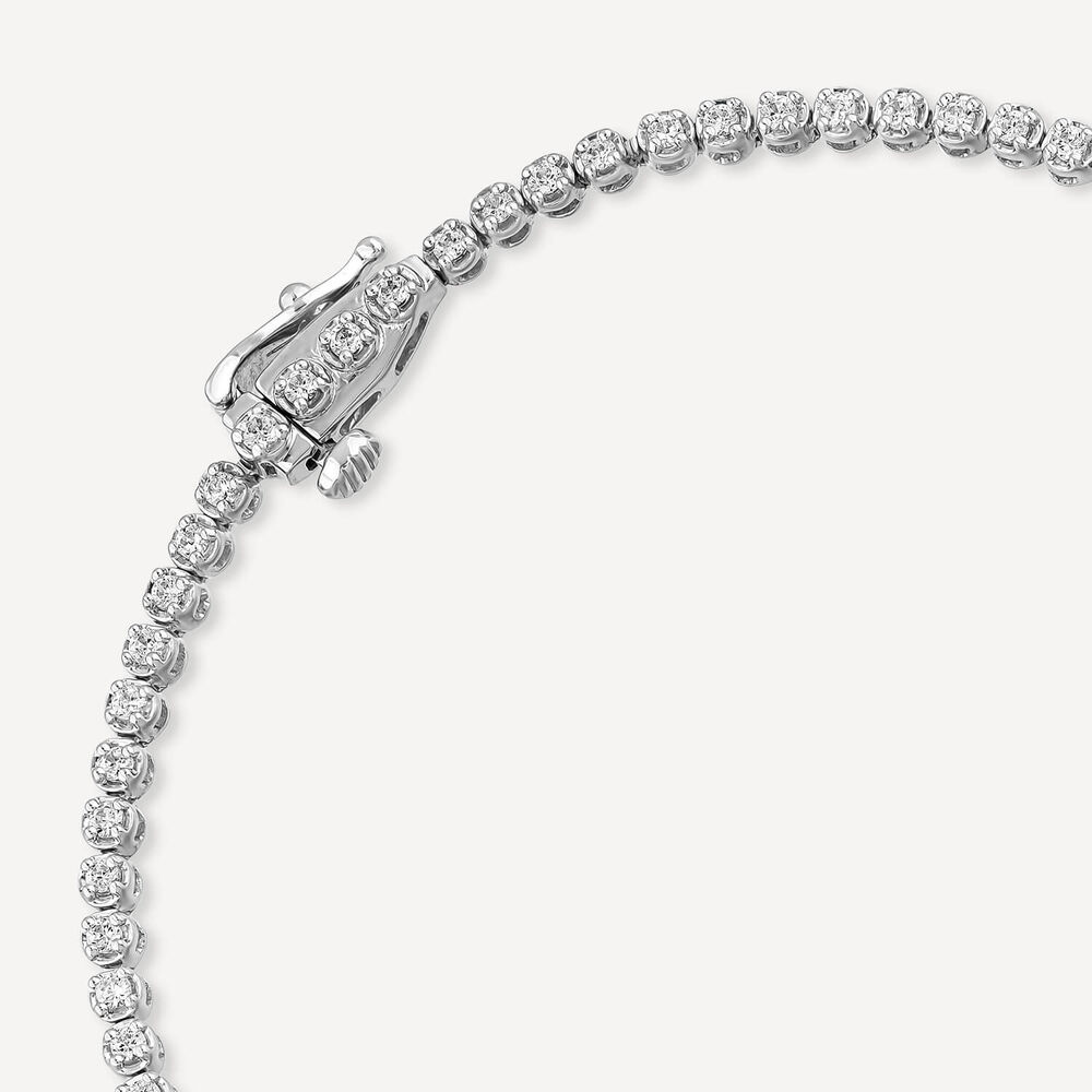 9ct White Gold 1.00ct Diamond Tennis Bracelet image number 3