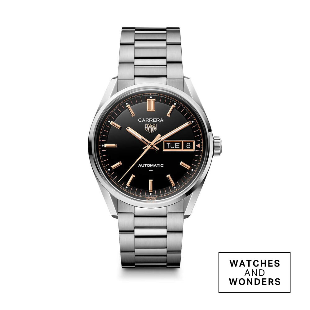 TAG Heuer Carrera Day-Date 41mm Black Dial Stainless Steel Bracelet Watch