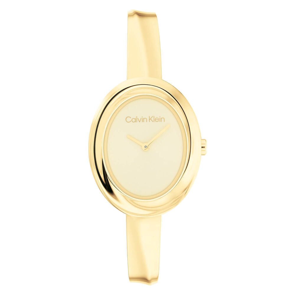 Calvin Klein 26mm Gold Dial Twisted Bezel Gold Tone Steel Bracelet Watch image number 0