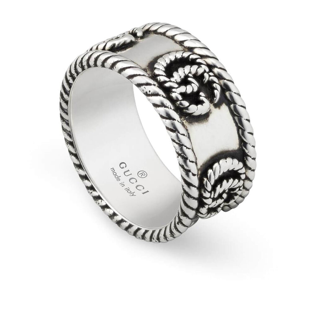 Gucci Double G Aged Sterling Silver Ring
