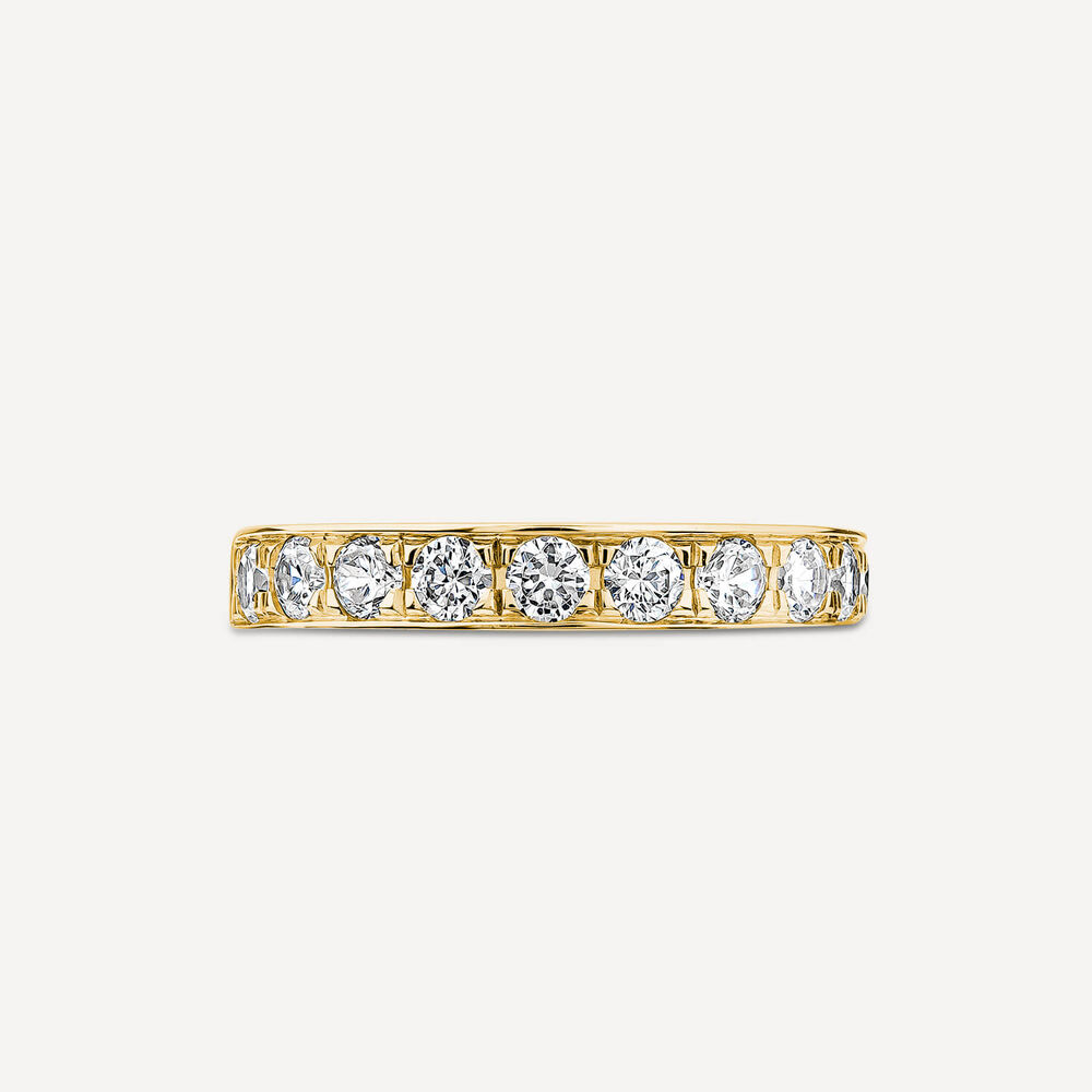 18ct Yellow Gold 3.5mm 0.67ct Diamond Pave Set Wedding Ring image number 1