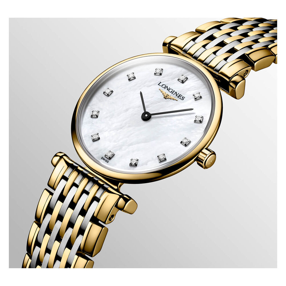 Longines Elegance La Grande Classique 24mm Mother of Pearl Dial Diamond Dot Two Tone Bracelet Watch image number 3
