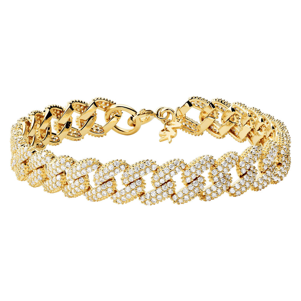 Michael Kors Yellow Gold Plated Statement Link Cubic Zirconia Chain Bracelet