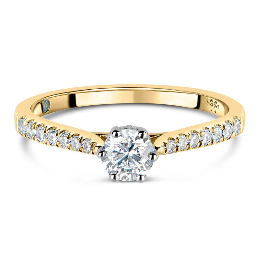 Kathy De Stafford 18ct Yellow Gold ''Simone'' 6 Stone Diamond Solitaire Shoulders 0.50ct Ring image number 4