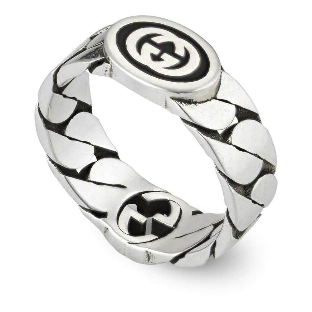 Gucci Interlocking G Woven Logo Ring (UK Size S-T)