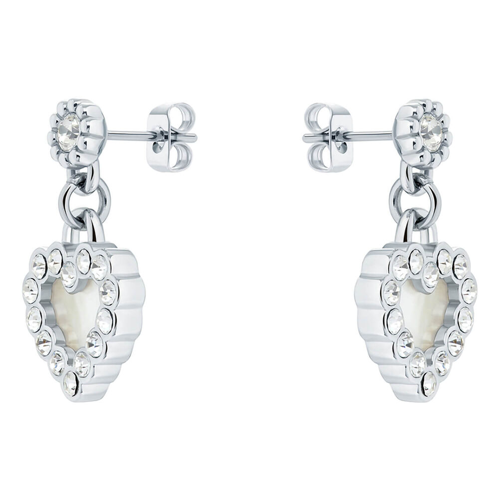 Ted Baker Silver Pearly Heart Drop Earring
