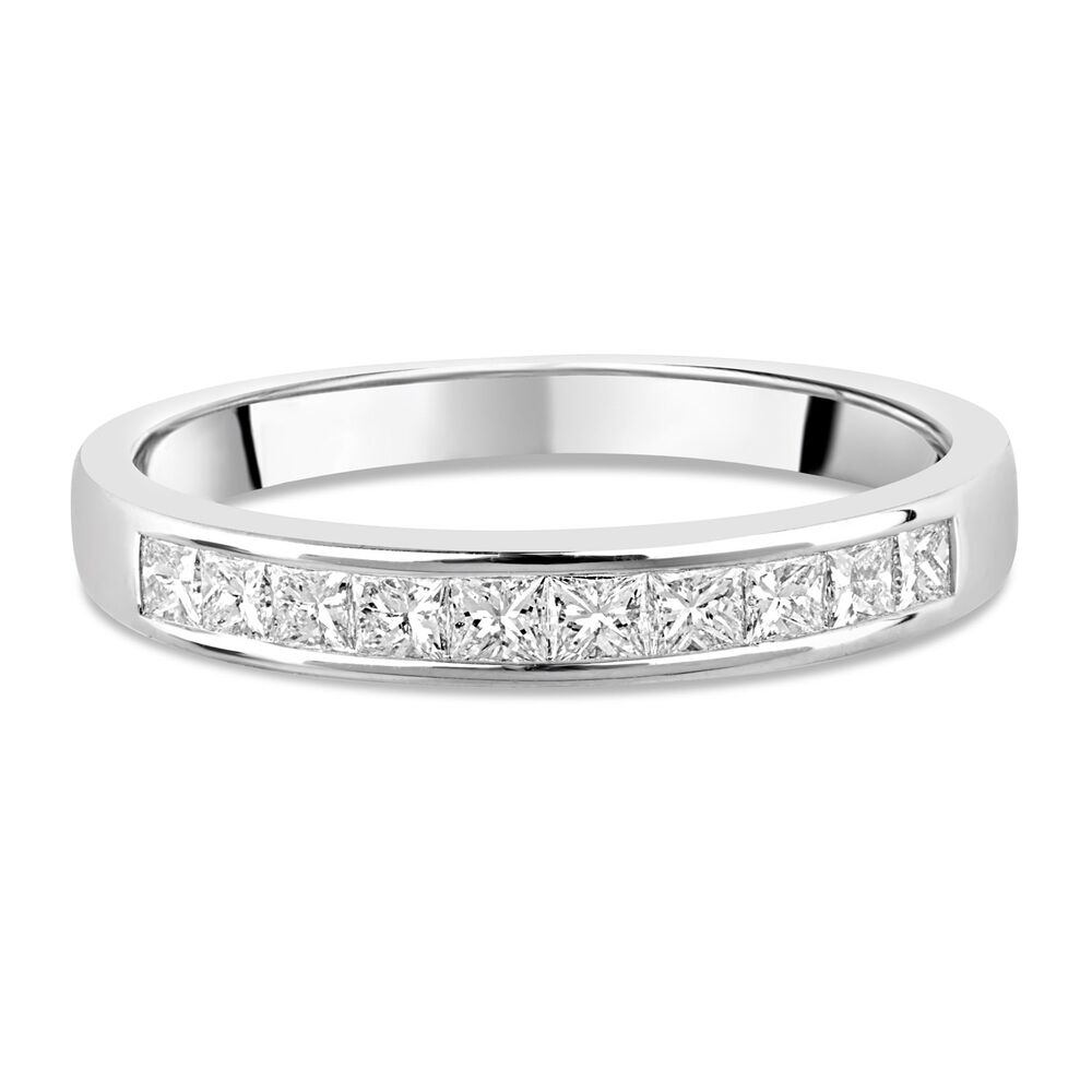 18ct white gold 0.50 carat princess cut diamond eternity ring image number 4