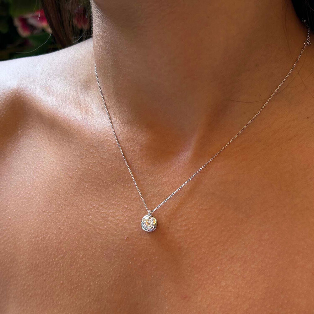 Born Orbit 9ct White Gold Lab Grown 0.82ct Round Diamond Pendant