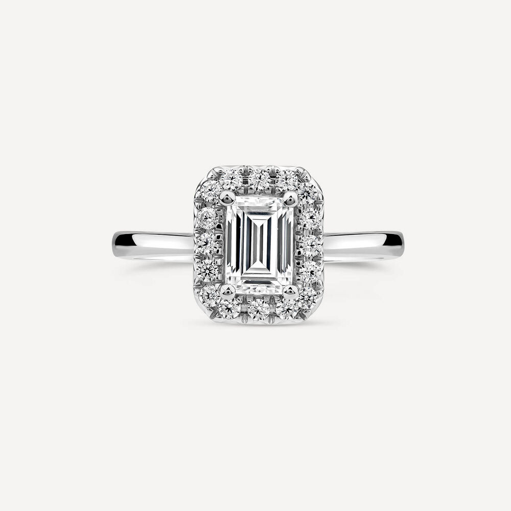 Born Platinum 1.20 Lab Grown Emerald Cut Halo Diamond Ring