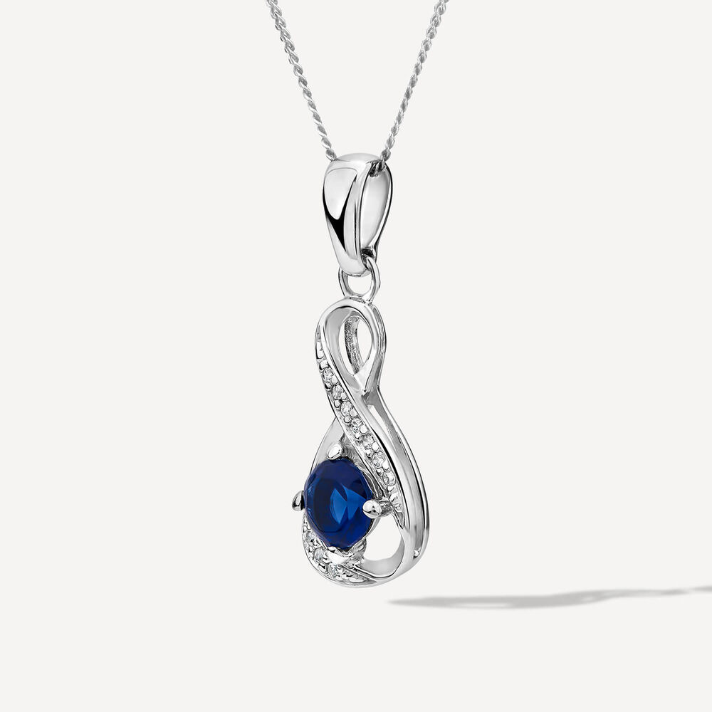 Sterling Silver and Cubic Zirconia September Birthstone Pendant (Chain Included) image number 1