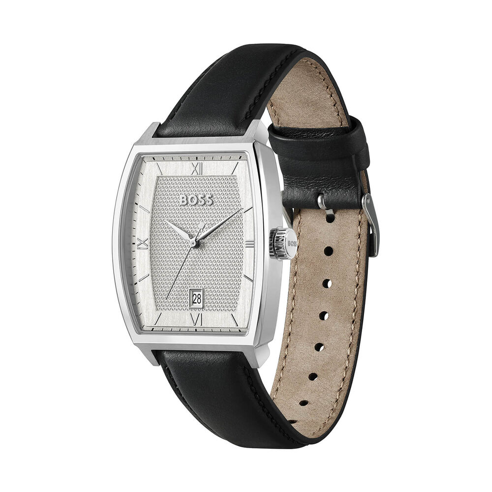 BOSS Principle Ark 39mm Silver Dial Black Leather Strap Watch