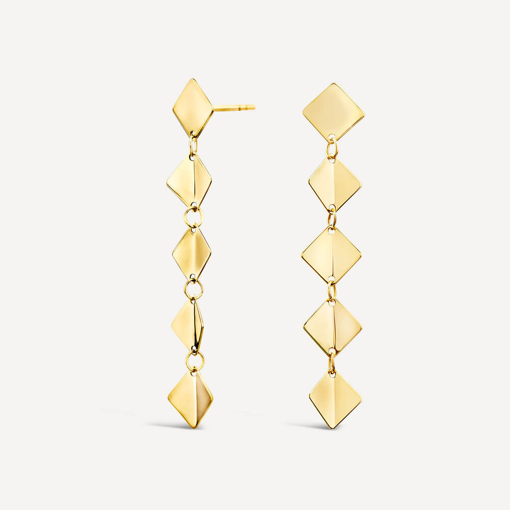 9ct Yellow Gold Polished Diamond Shape Drop Earrings