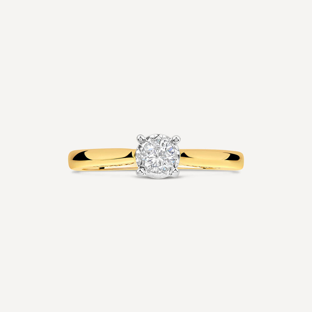 Kathy de Strafford 18ct Yellow Gold 0.24ct Round Solitaire & Diamond Accentuated Shoulders Ring