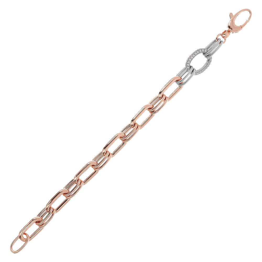 Bronzallure Polished Long Link Cubic Zirconia Bracelet image number 1