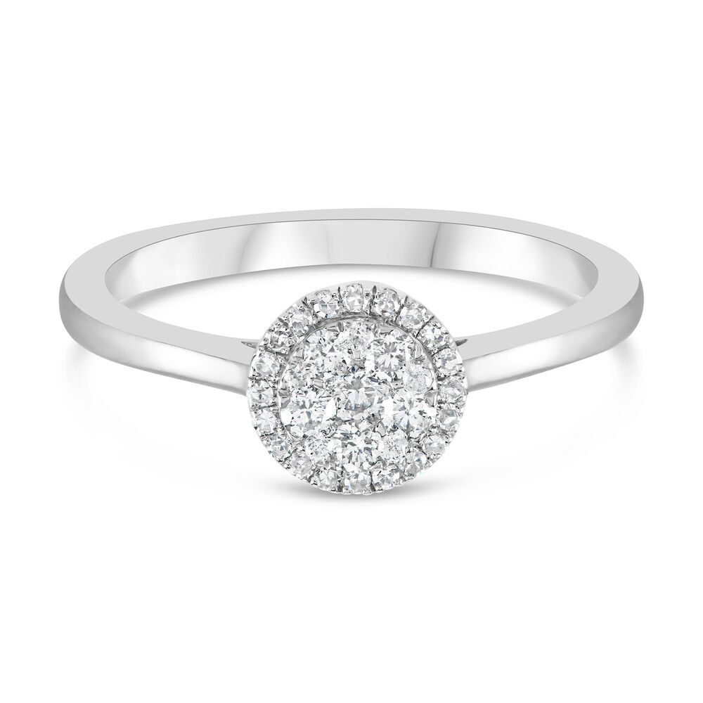 Platinum 0.25ct Diamond Halo Cluster Ring image number 4