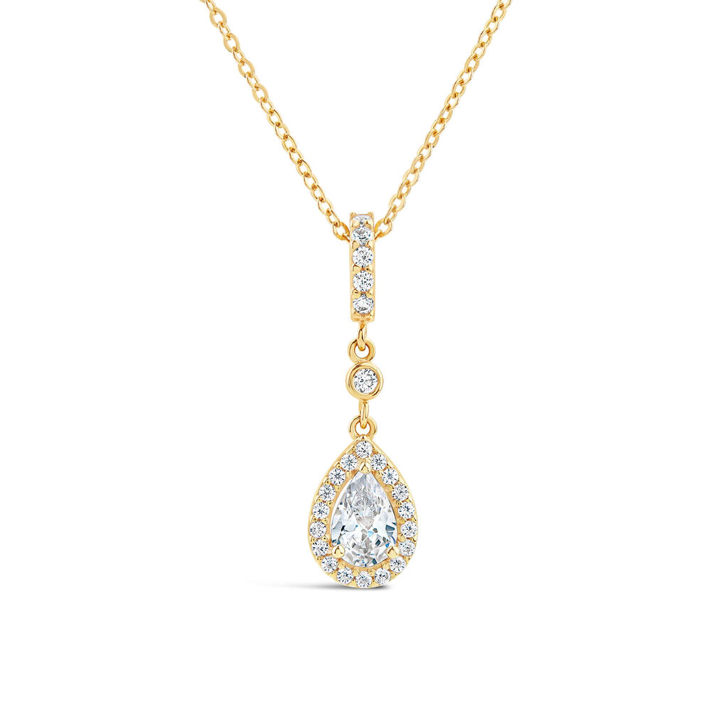 9ct Yellow Gold Pear Cubic Zirconia Cluster Bale Necklet image number 0