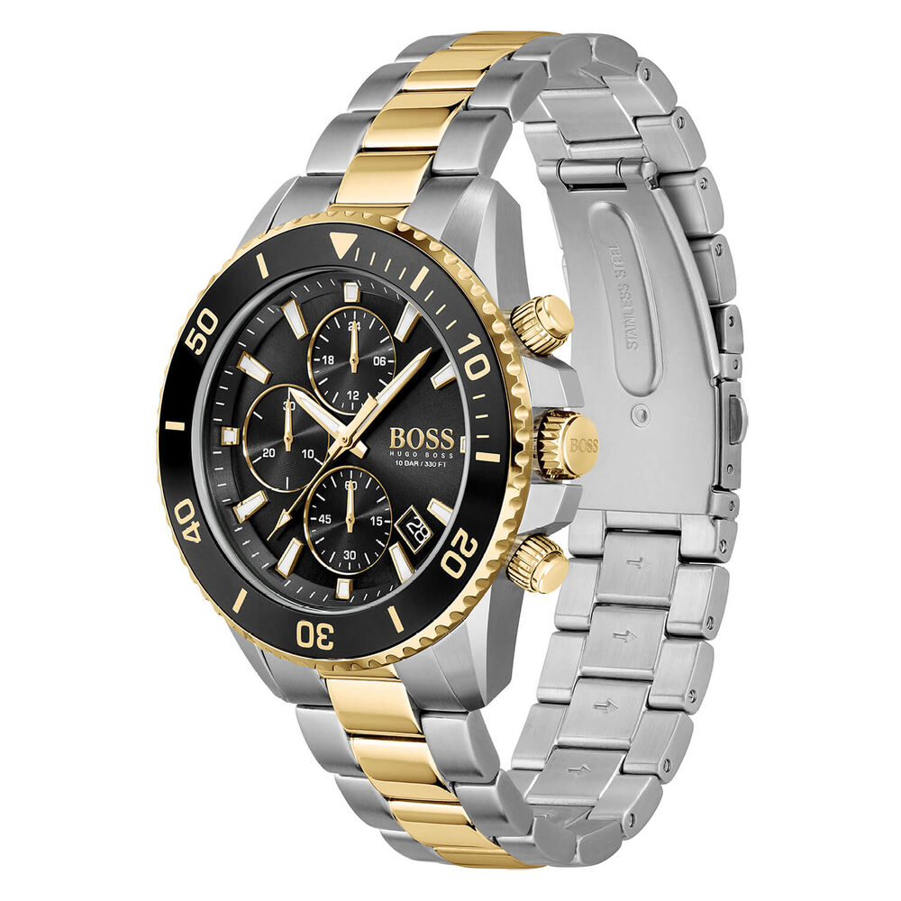 Hugo BOSS Admiral 46mm Black Dial Chrono 2Tone Case Bracelet Watch image number 1