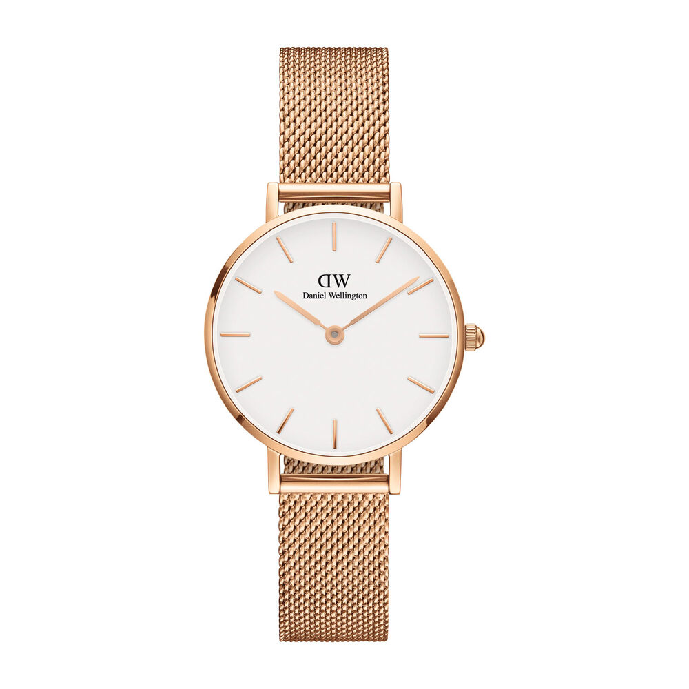 Daniel Wellington Classic Petite Melrose Rose-Gold Mesh Strap White 28mm Dial Watch image number 0