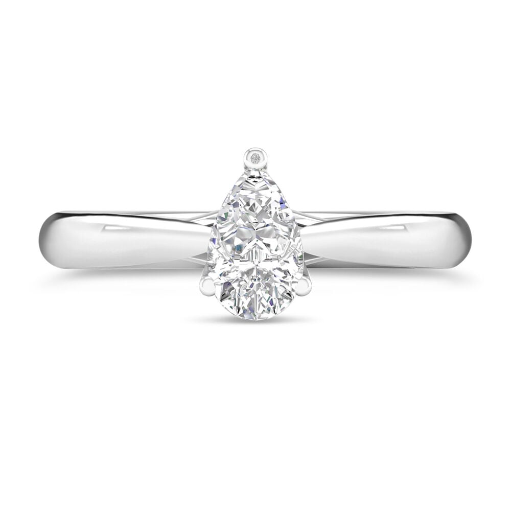 18ct White Gold 0.70ct Pear Diamond Orchid Setting Ring image number 1