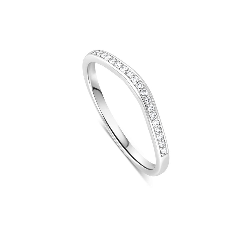 18ct White Gold Northern Star 0.08ct Claw Set Wedding Ring