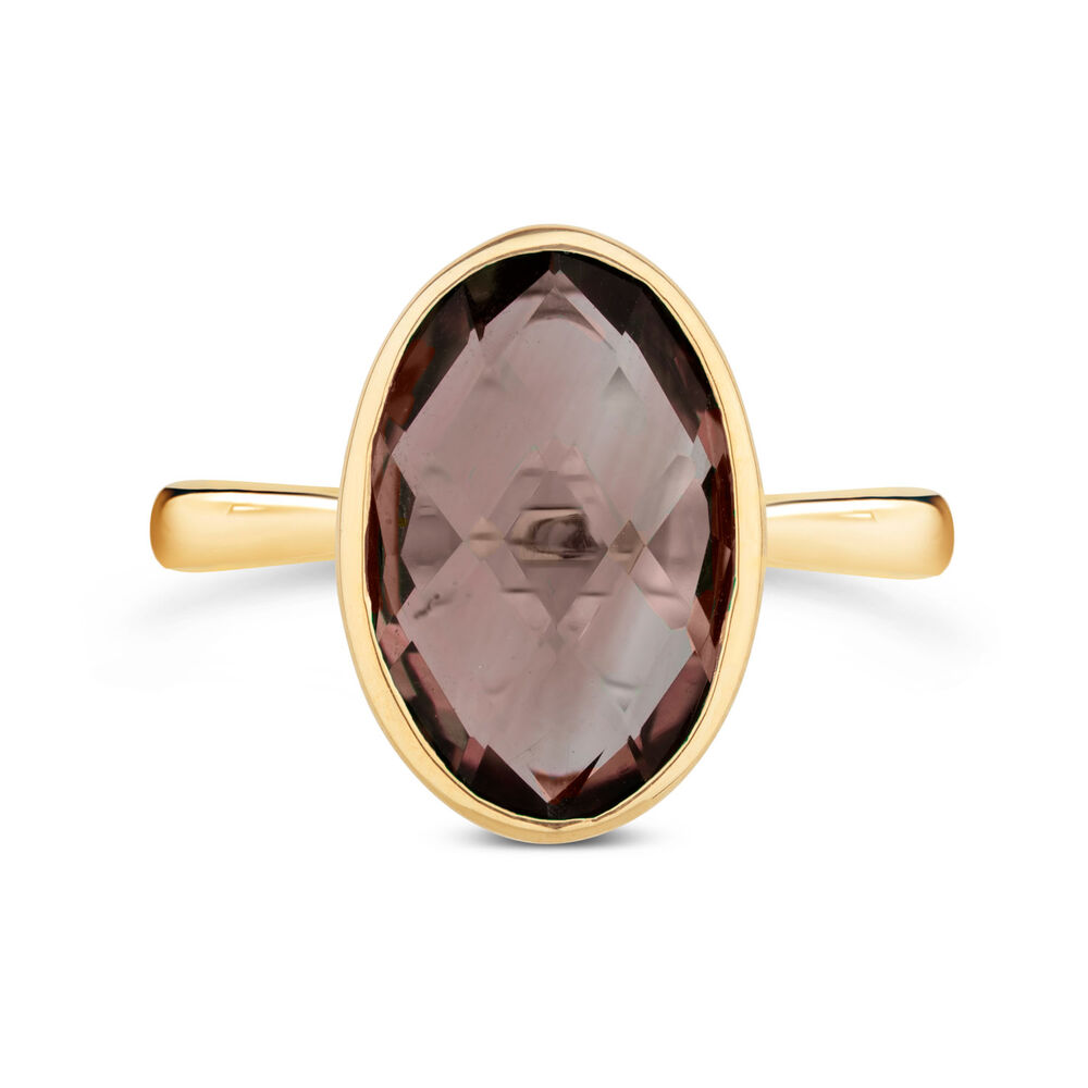 Ladies' 9ct Yellow Gold Oval Smokey Quartz Ring image number 4