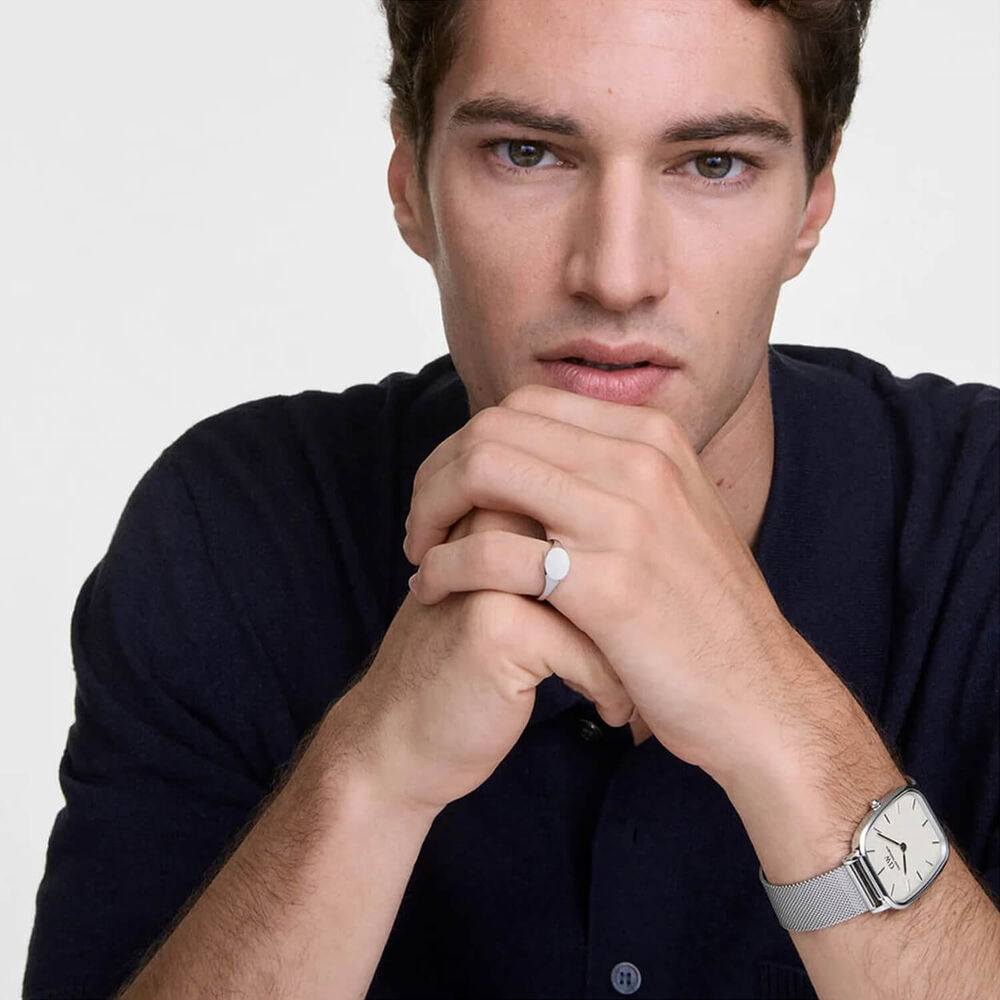 Daniel Wellington Marlon Sterling Linen 32x36.3mm Dial Steel Bracelet Watch image number 4