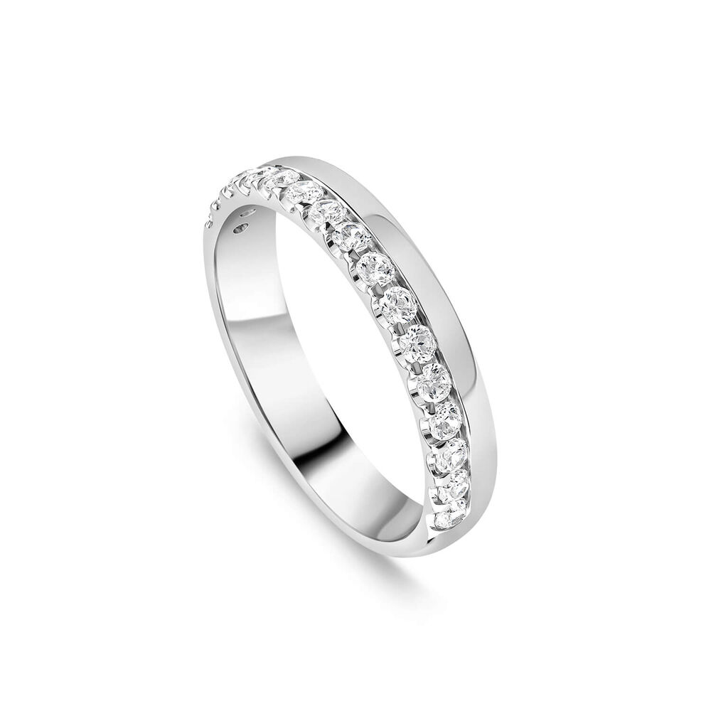 Platinum 3.5mm 0.30ct Diamond Offset Wedding Ring image number 0