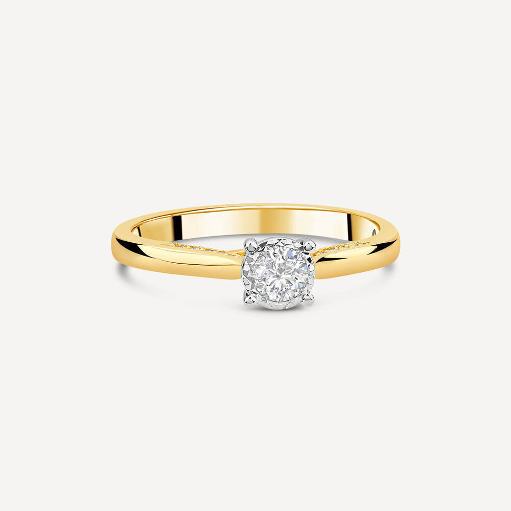 Kathy de Strafford 18ct Yellow Gold 0.24ct Round Solitaire & Diamond Accentuated Shoulders Ring image number 2