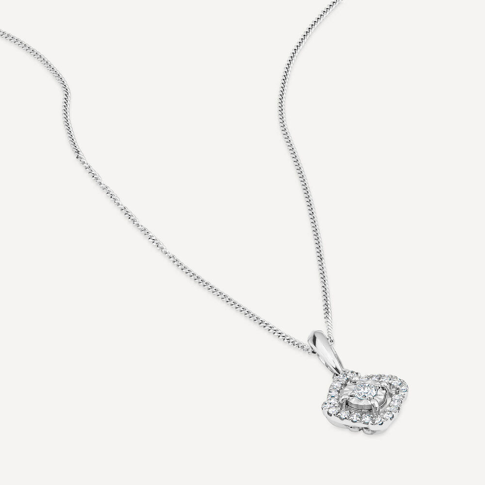 9ct White Gold Diamond Illusion Flower Pendant image number 2
