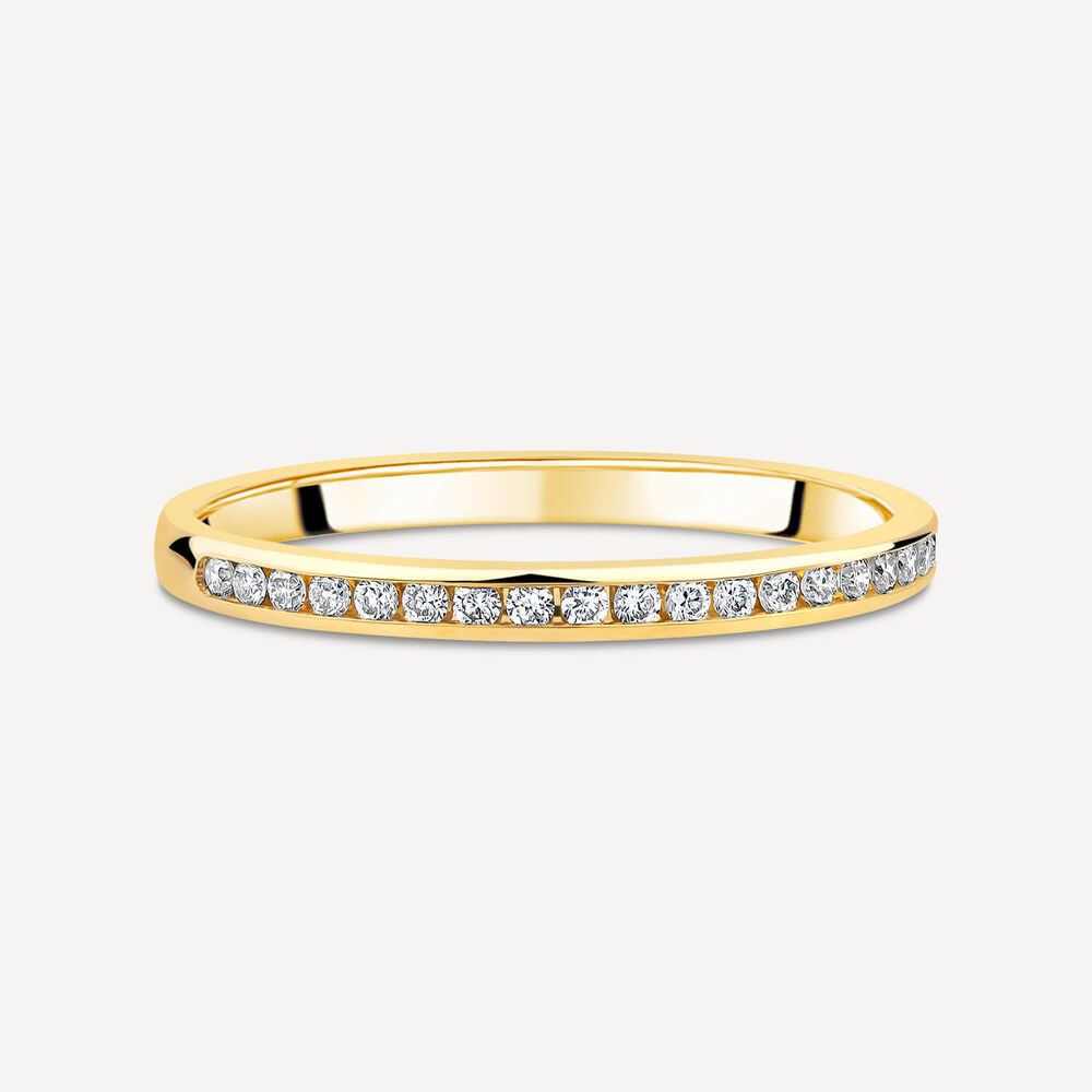 Born 18ct Yellow Gold 0.10ct Lab Grown Diamond Channel Set Half Eternity Wedding Ring image number 2