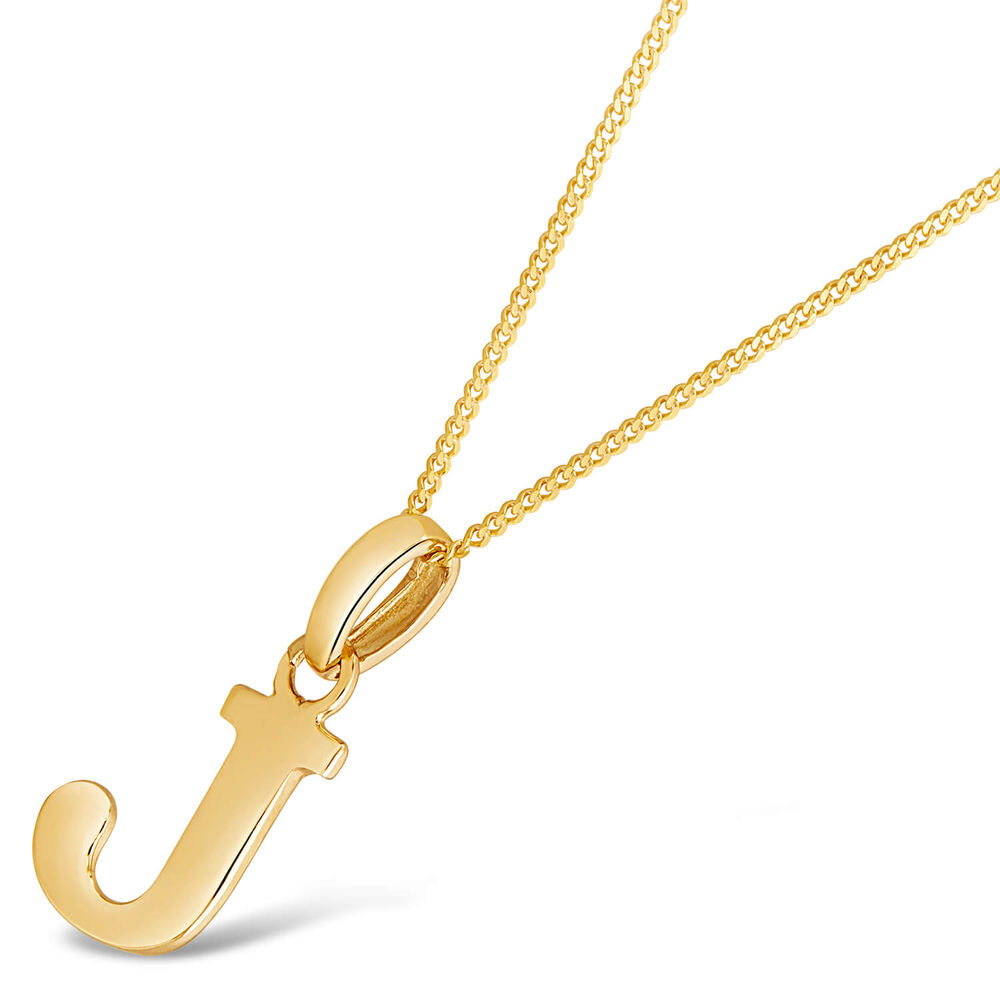 9ct Yellow Gold Plain Initial J Pendant  (Chain Included) image number 1