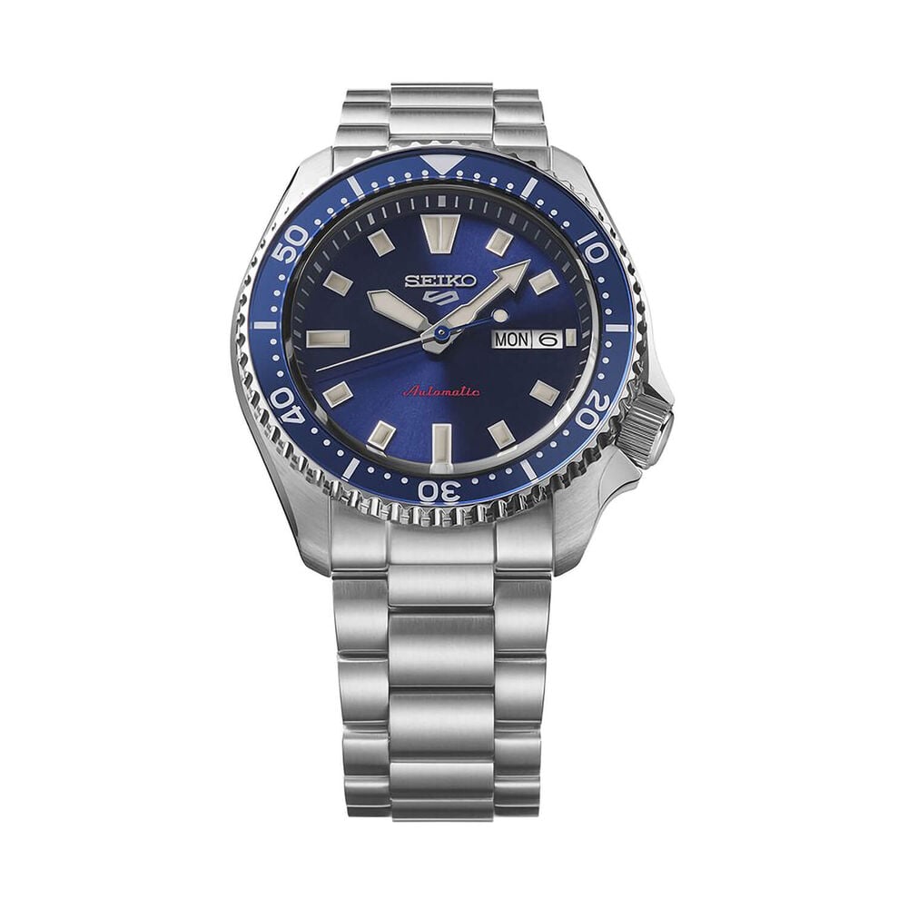 Seiko 5 Sports SKX Redux Koniro 42.5mm Blue Dial Stainless Steel Bracelet Watch image number 2