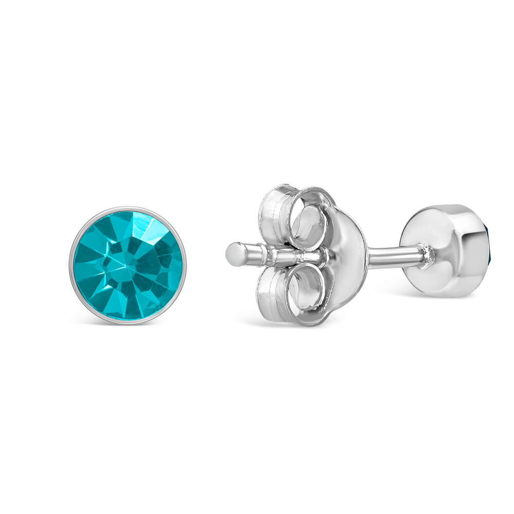 Little Treasure March Birthstone Children's Earrings image number 2
